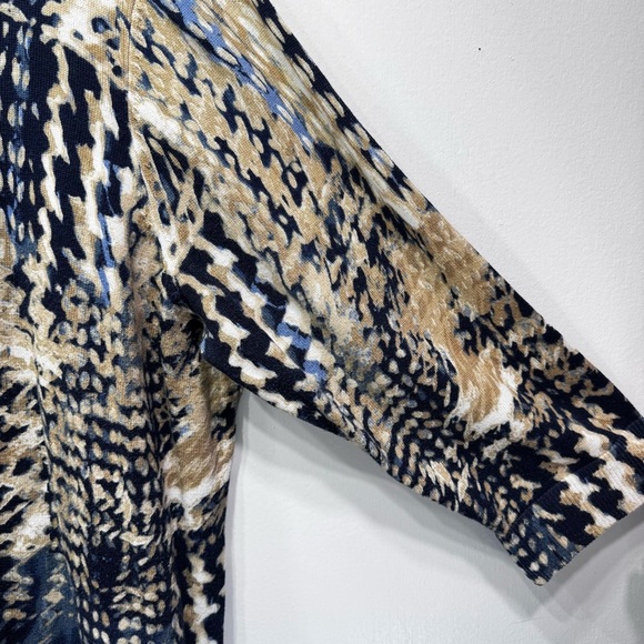 CJ Banks Blue & Gray Mixed Print Cardigan Button Front 3/4 Sleeves Cotton Sz 2X - Picture 4 of 8